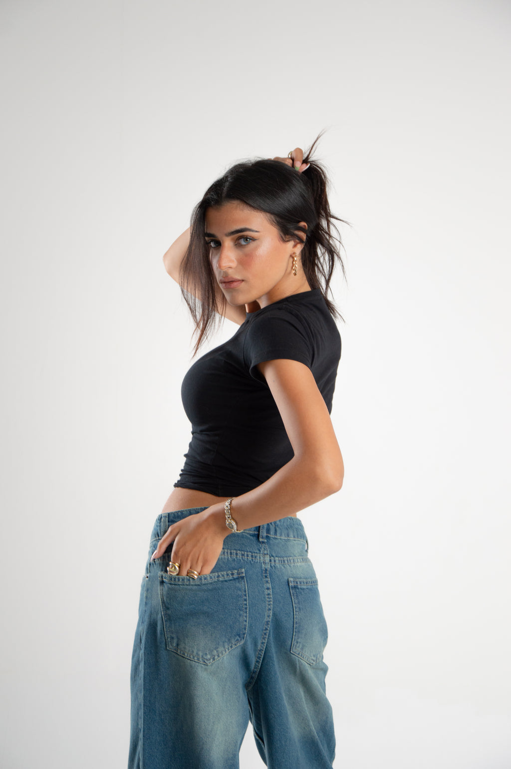 Wide Leg Denim With Slit Hem