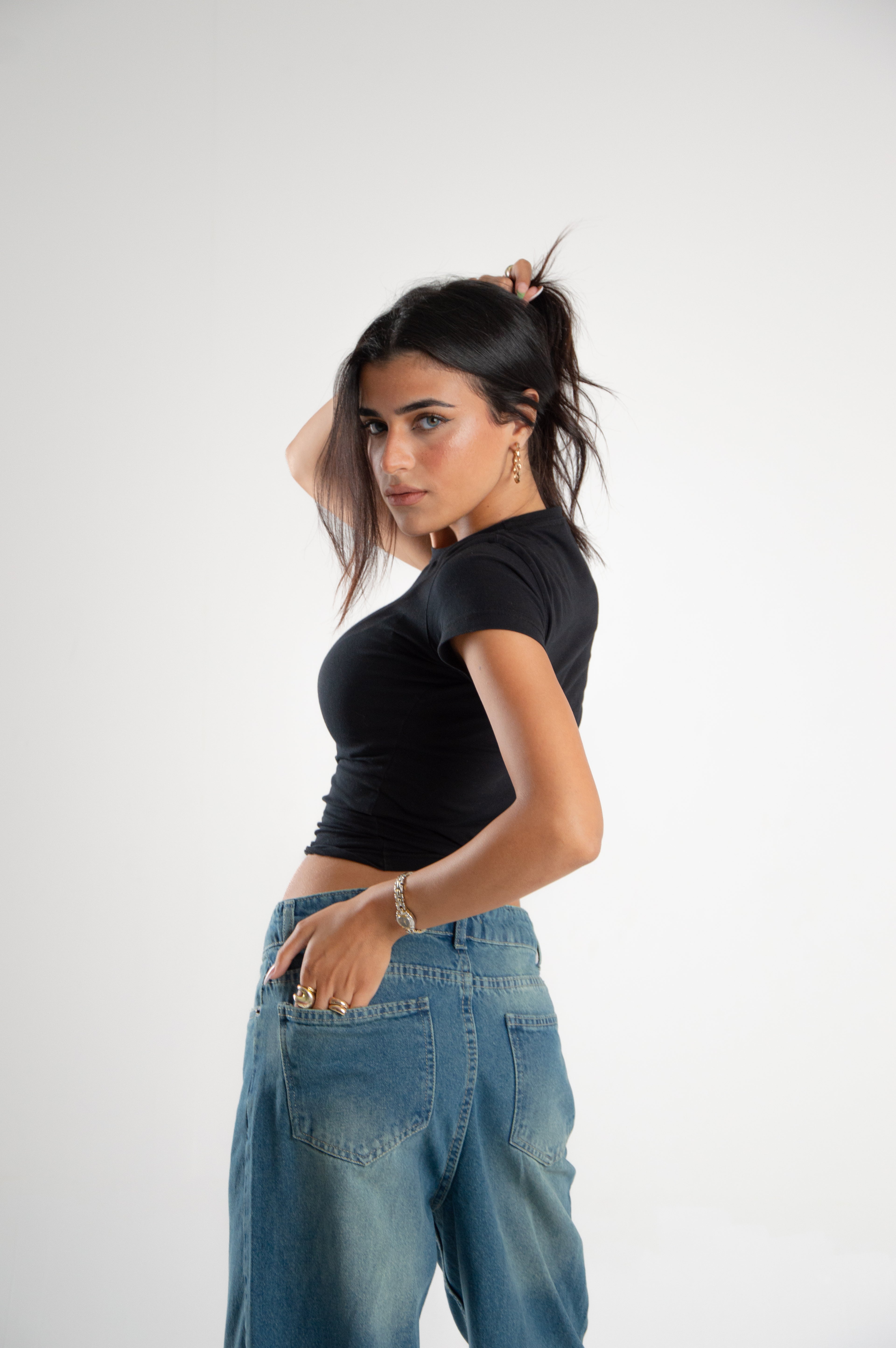 Wide Leg Denim With Slit Hem