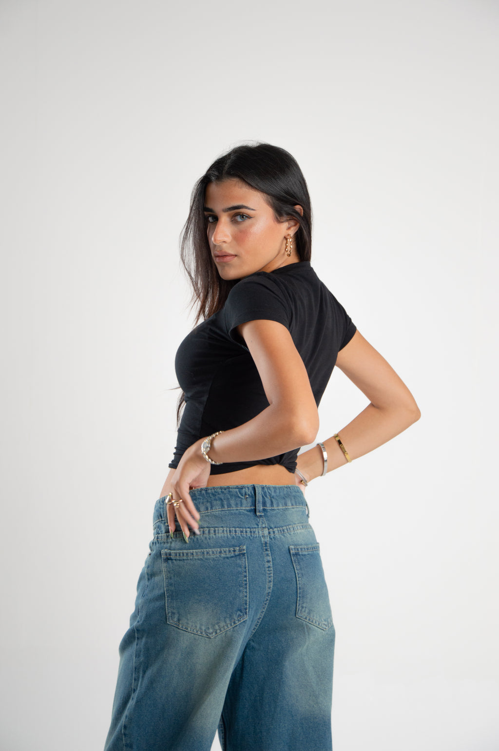 Wide Leg Denim With Slit Hem