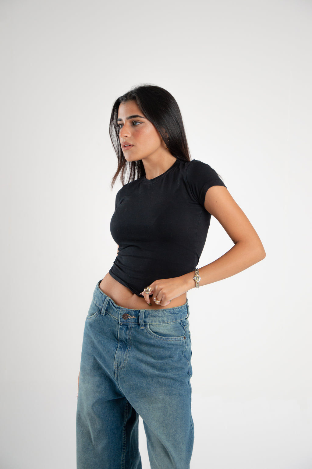 Wide Leg Denim With Slit Hem