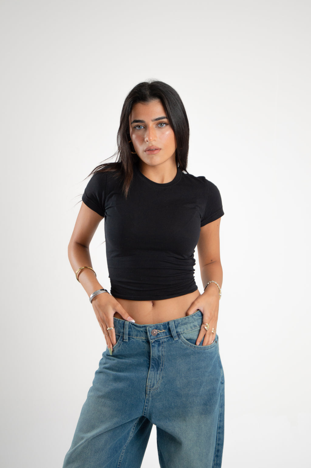 Wide Leg Denim With Slit Hem