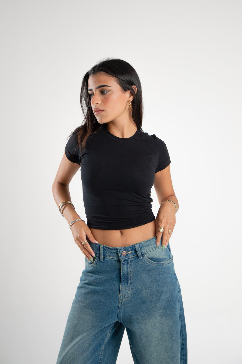 Wide Leg Denim With Slit Hem