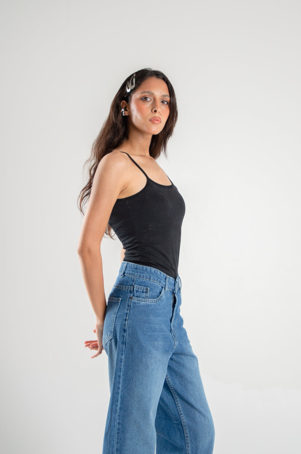 Wide Leg Straight Loose Mid Blue