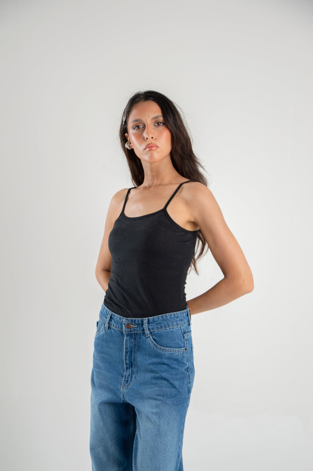 Wide Leg Straight Loose Mid Blue