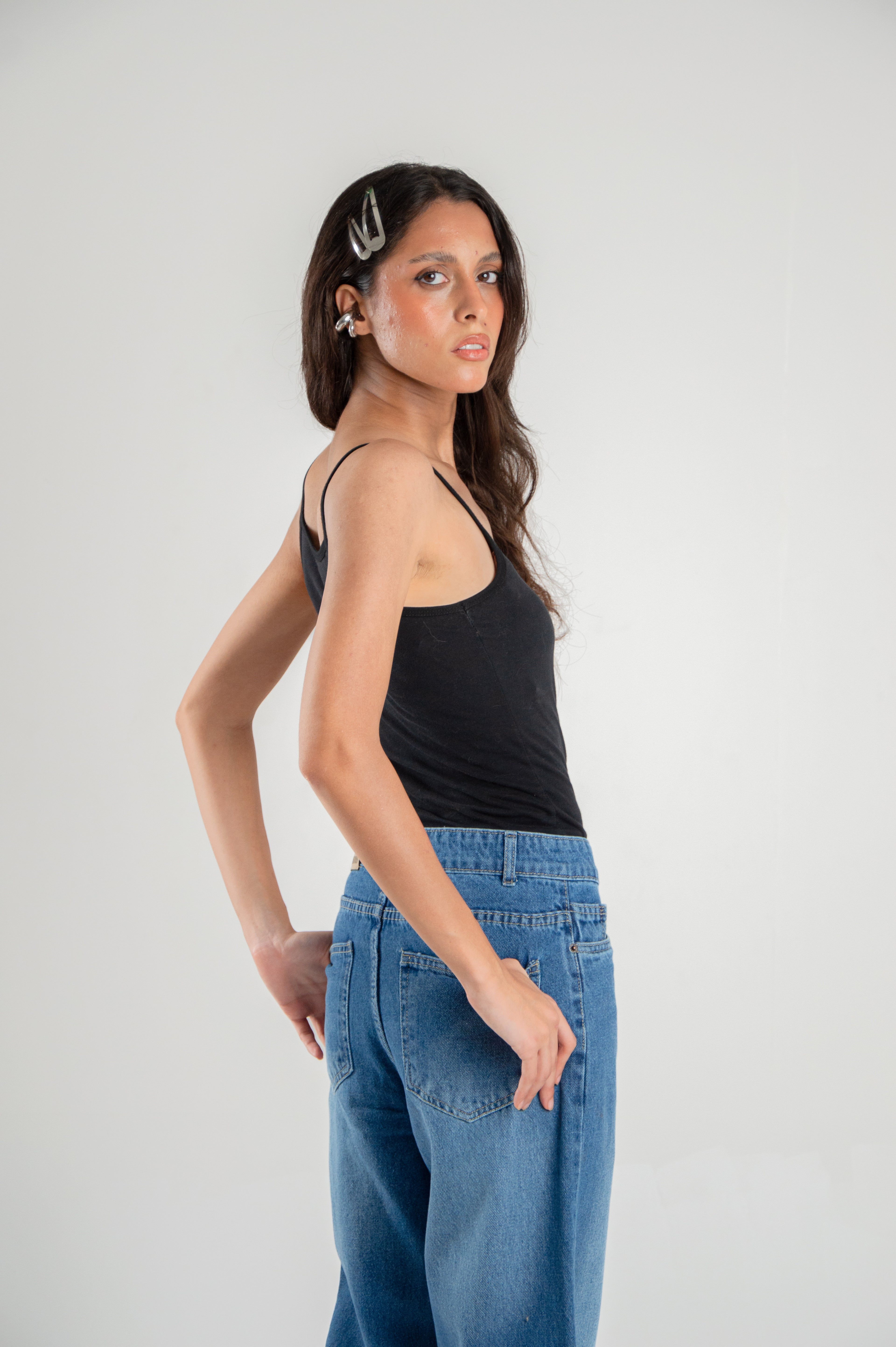 Wide Leg Straight Loose Mid Blue