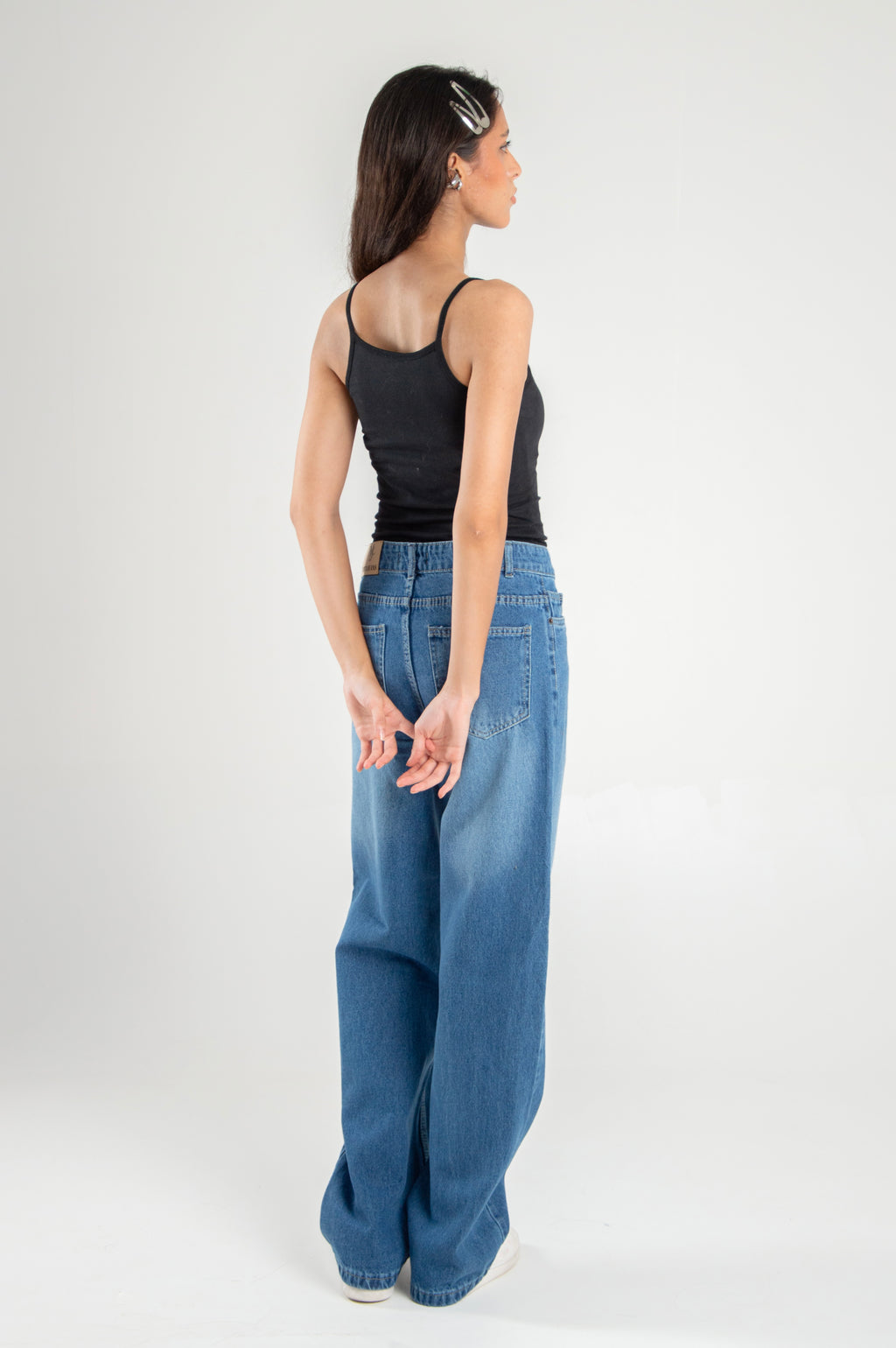 Wide Leg Straight Loose Mid Blue