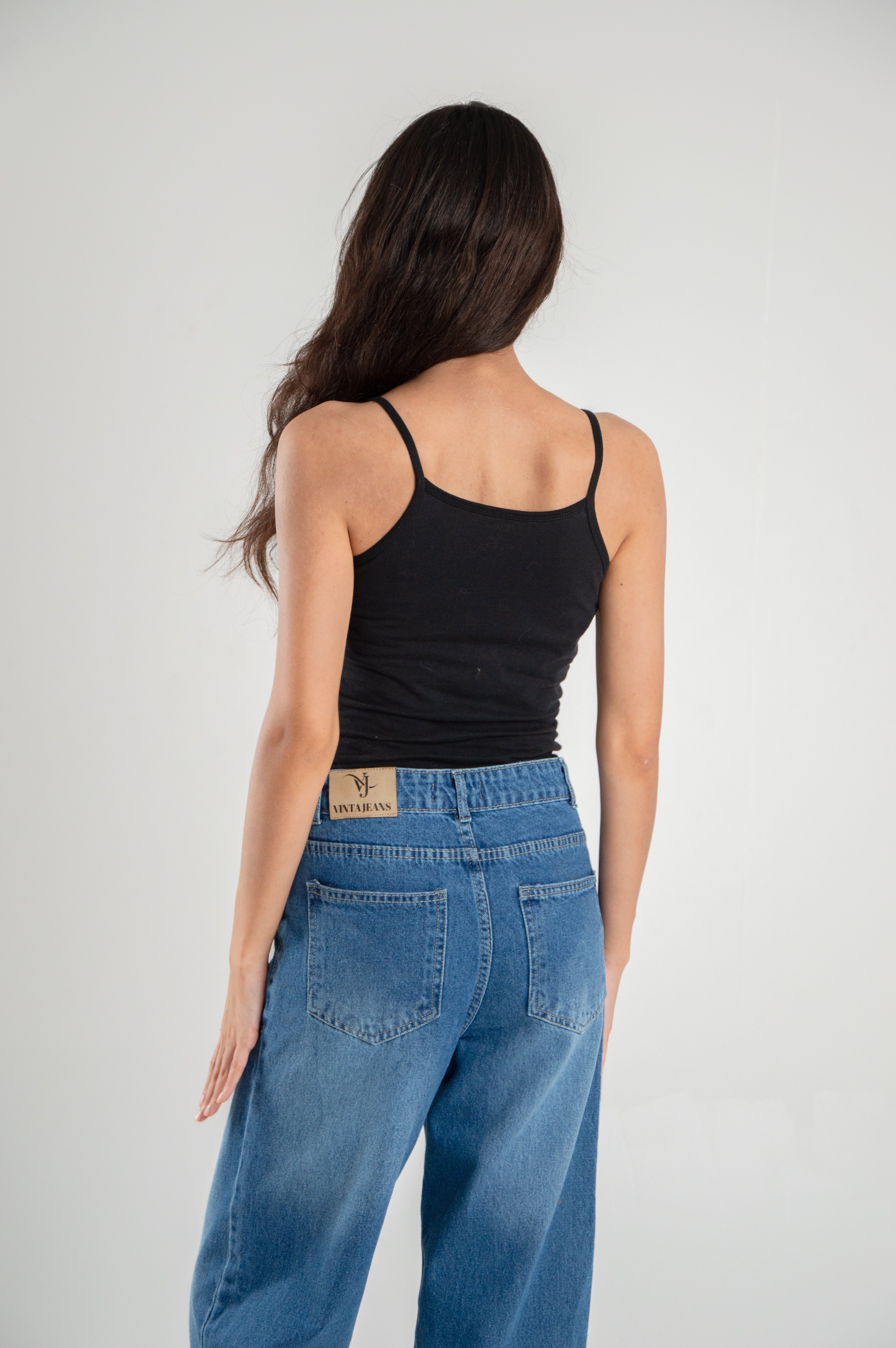 Wide Leg Straight Loose Mid Blue