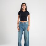 wide Leg Denim With Slit Hem