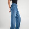 Wide Leg Straight Loose Mid Blue