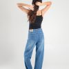 Wide Leg Straight Loose Mid Blue